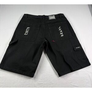 Vintage FUBU Carpenter Shorts Mens Size 40 Black Baggy Hip Hop Skater Y2K